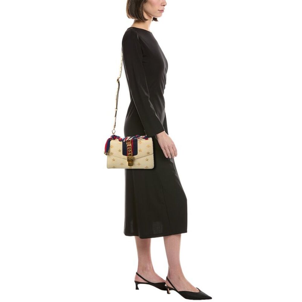 Gucci White Calfskin Leather Bee Star Print Small Sylvie Shoulder Bag
(Authentic - Picture 5 of 5